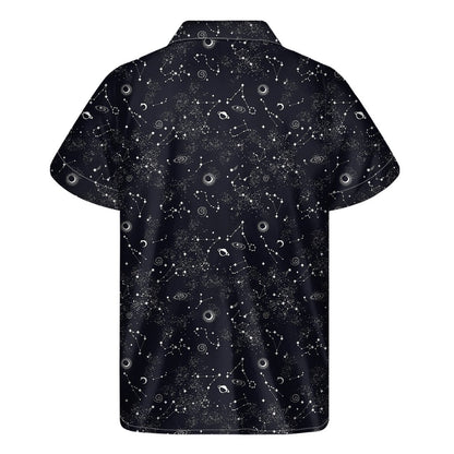 Constellation Space Pattern Print Mens Short Sleeve Shirt Hawaiian