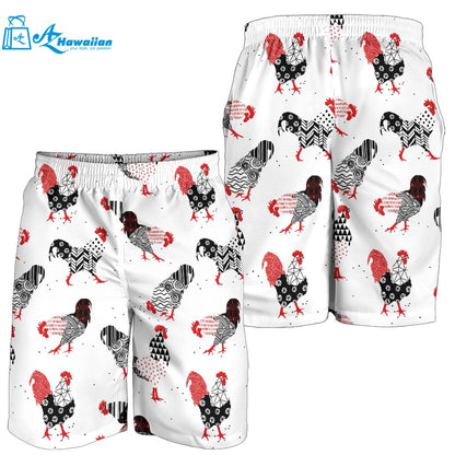 Cool Rooster Chicken Cock Floral Ornament Background Men Shorts