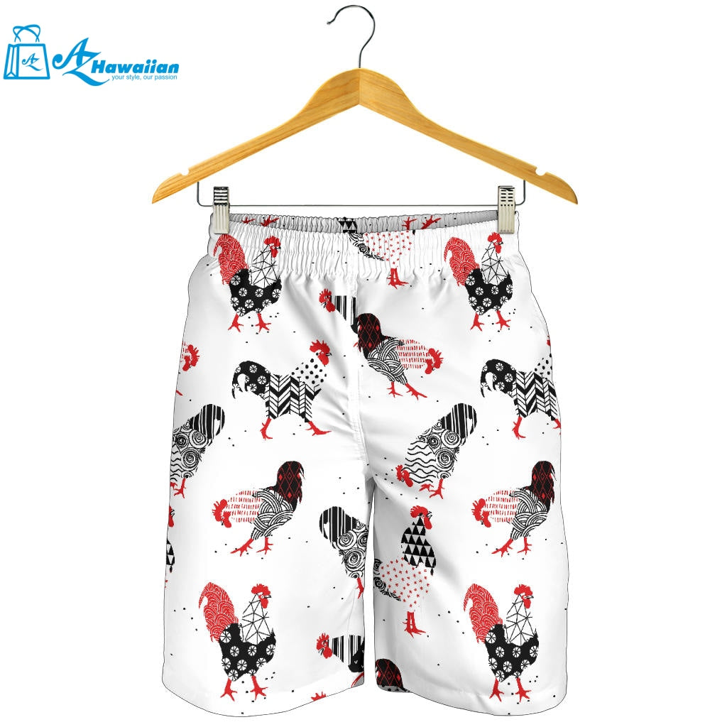 Cool Rooster Chicken Cock Floral Ornament Background Men Shorts