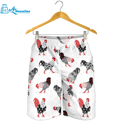 Cool Rooster Chicken Cock Floral Ornament Background Men Shorts