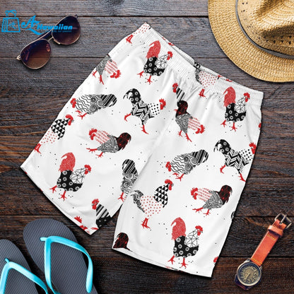 Cool Rooster Chicken Cock Floral Ornament Background Men Shorts