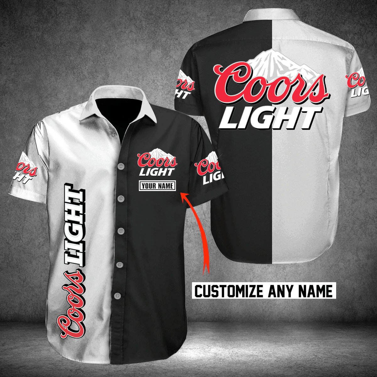 Coors Light Custom Name 1 Hawaiian Graphic Print Short Sleeve 