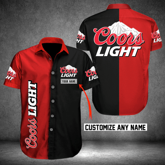 Coors Light Custom Name 2 Hawaiian Graphic Print Short Sleeve 