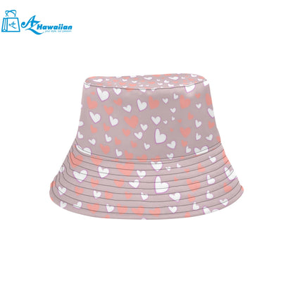 coral white heart pattern Unisex Bucket Hat