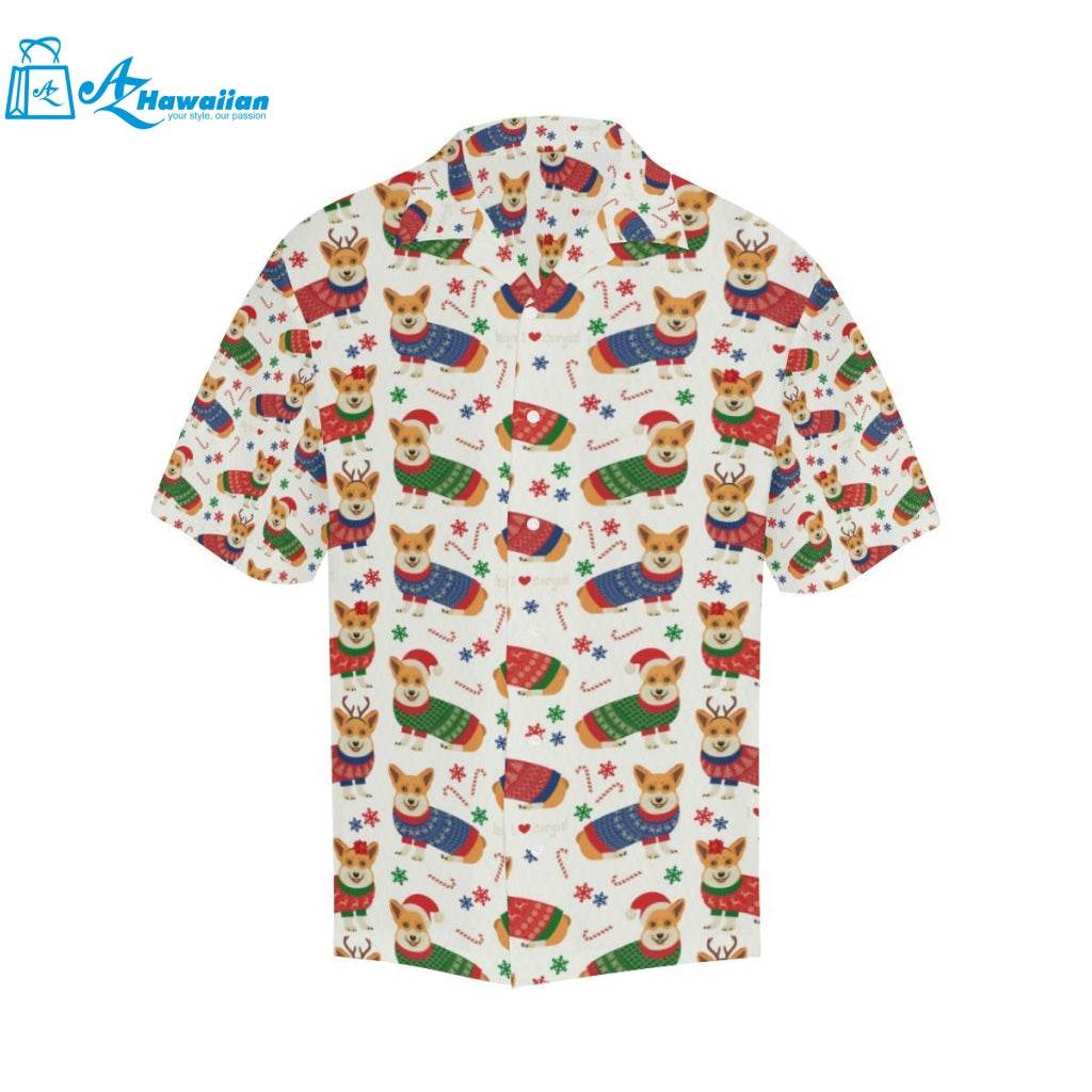 Corgi Christmas Pattern Mens All Over Print Hawaiian Shirt