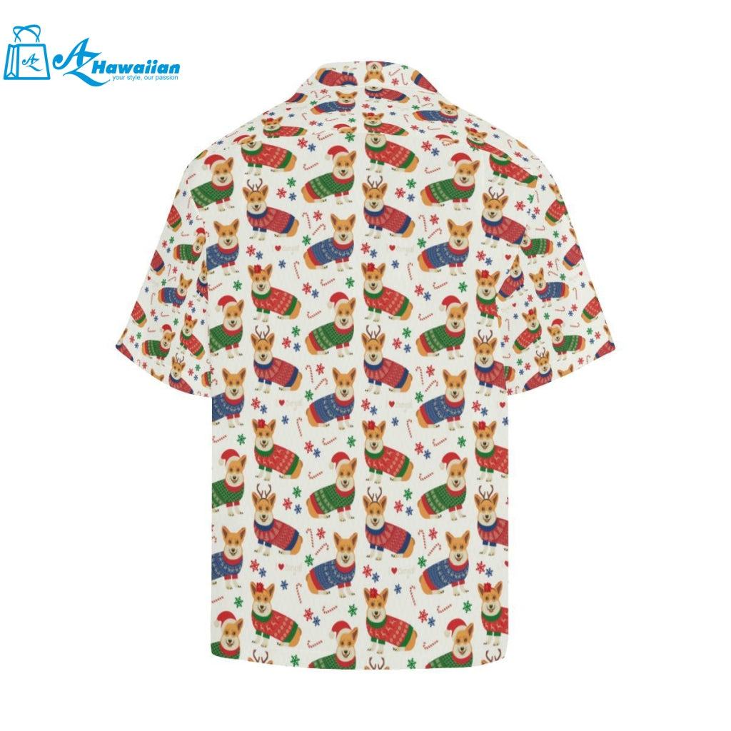 Corgi Christmas Pattern Mens All Over Print Hawaiian Shirt