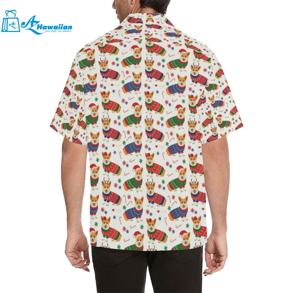 Corgi Christmas Pattern Mens All Over Print Hawaiian Shirt