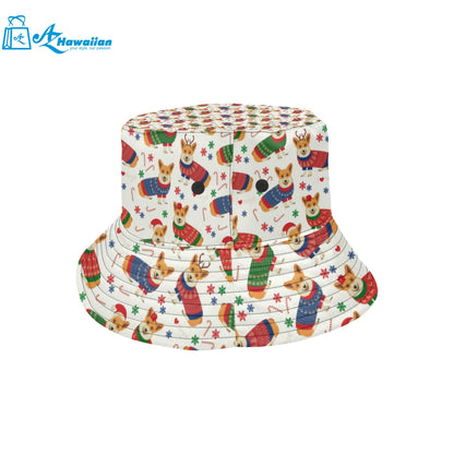 Corgi Christmas Pattern Unisex Bucket Hat