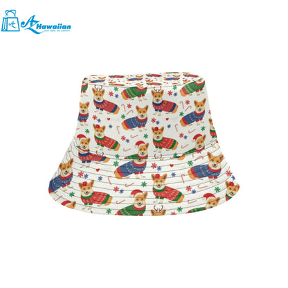 Corgi Christmas Pattern Unisex Bucket Hat