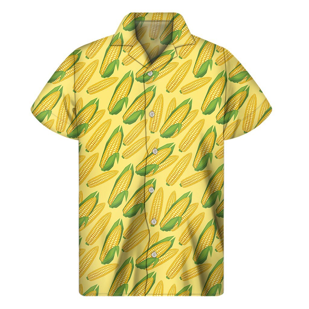 Corn Cob Pattern Print Mens Short Sleeve Shirt Hawaiian