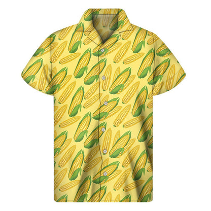 Corn Cob Pattern Print Mens Short Sleeve Shirt Hawaiian