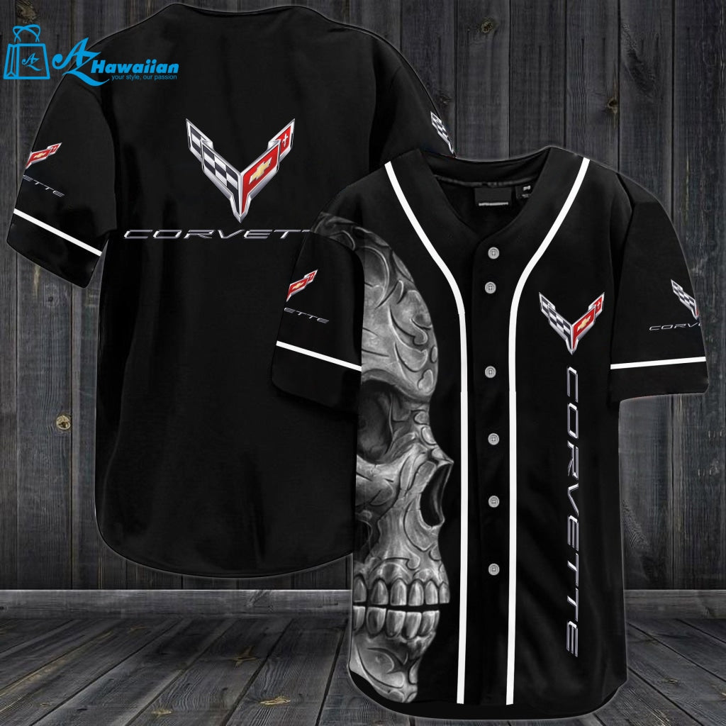 Corvette Skull Baseball Jersey 