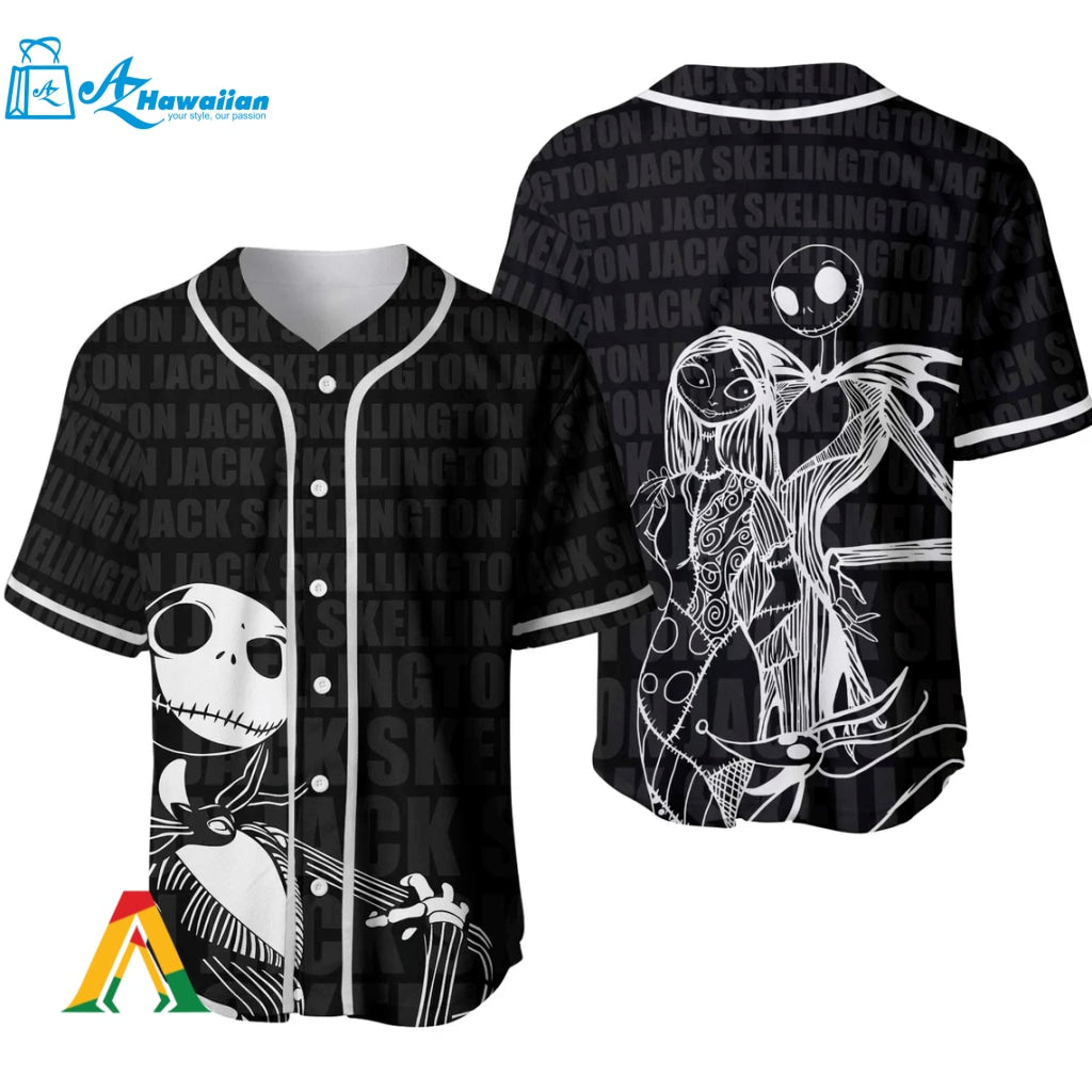 Couples Halloween Jack Skeleton And Sally Baseball Jersey