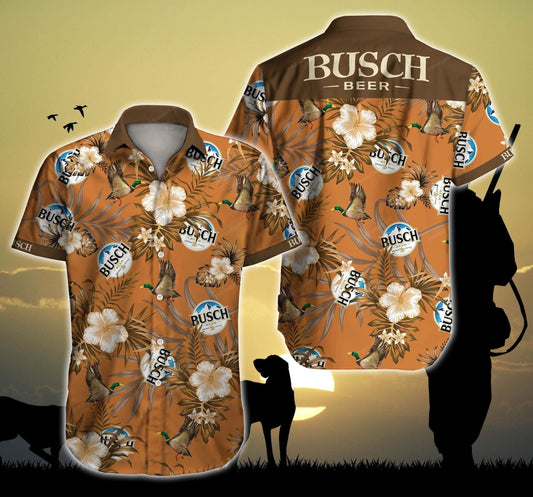 Cover your body with amazing Duck with Tlmus Busch Light Hawaiian Graphic Print Short Sleeve 