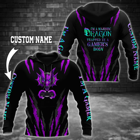 Premium Dragon Gamers Tattoo Personalized Name Unisex Hoodie