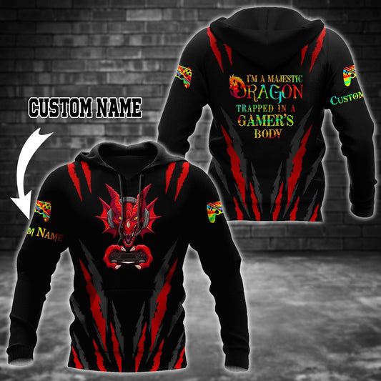 Premium Dragon Gamers Tattoo Personalized Name Unisex Hoodie