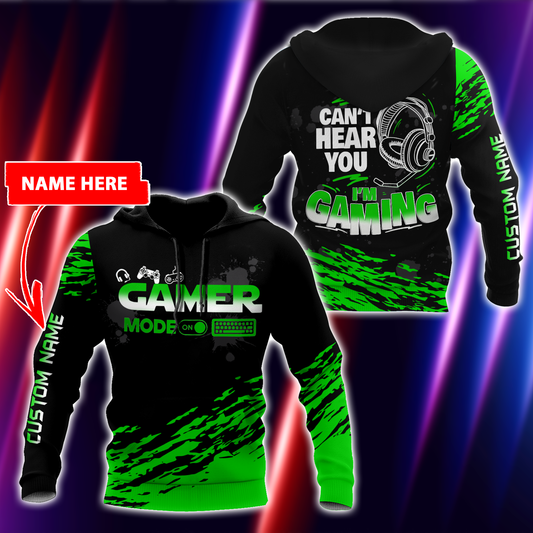 Can't Hear You I'm Gaming Personalized Name Unisex Hoodie