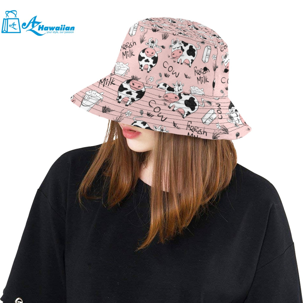 Cows milk product pink background Unisex Bucket Hat