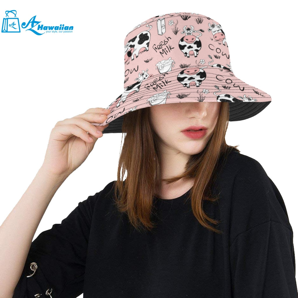 Cows milk product pink background Unisex Bucket Hat