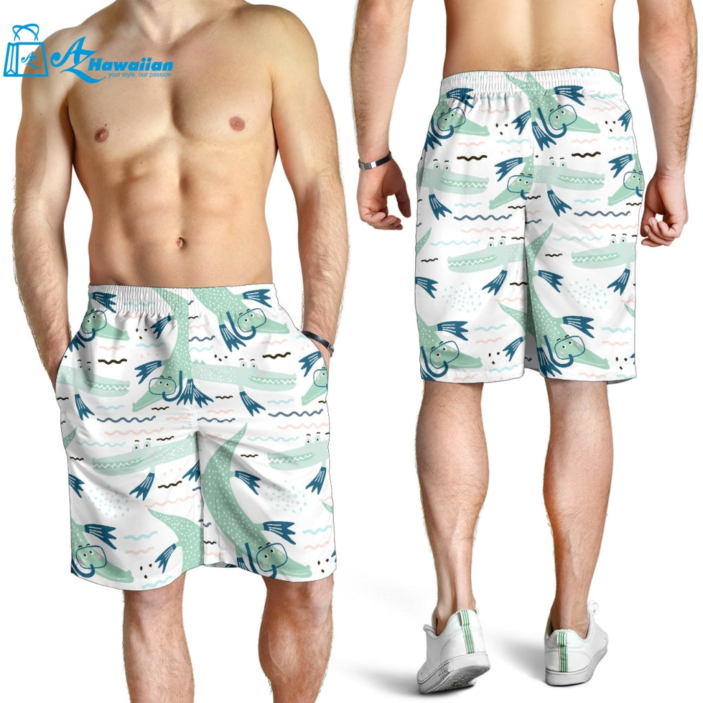 Crocodile Diver Pattern Men Shorts