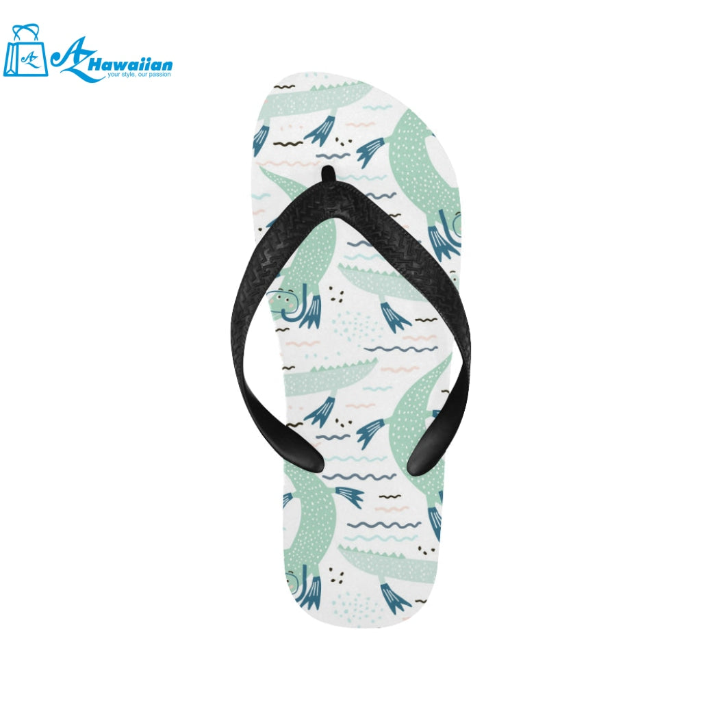 Crocodile diver pattern Unisex Flip Flops