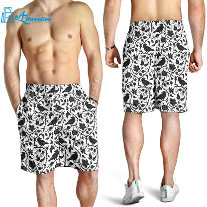 Crow Dark Floral Pattern Men Shorts