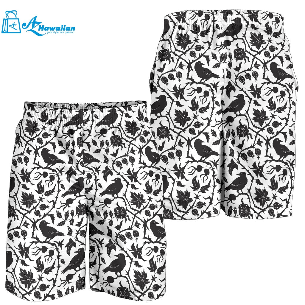 Crow Dark Floral Pattern Men Shorts