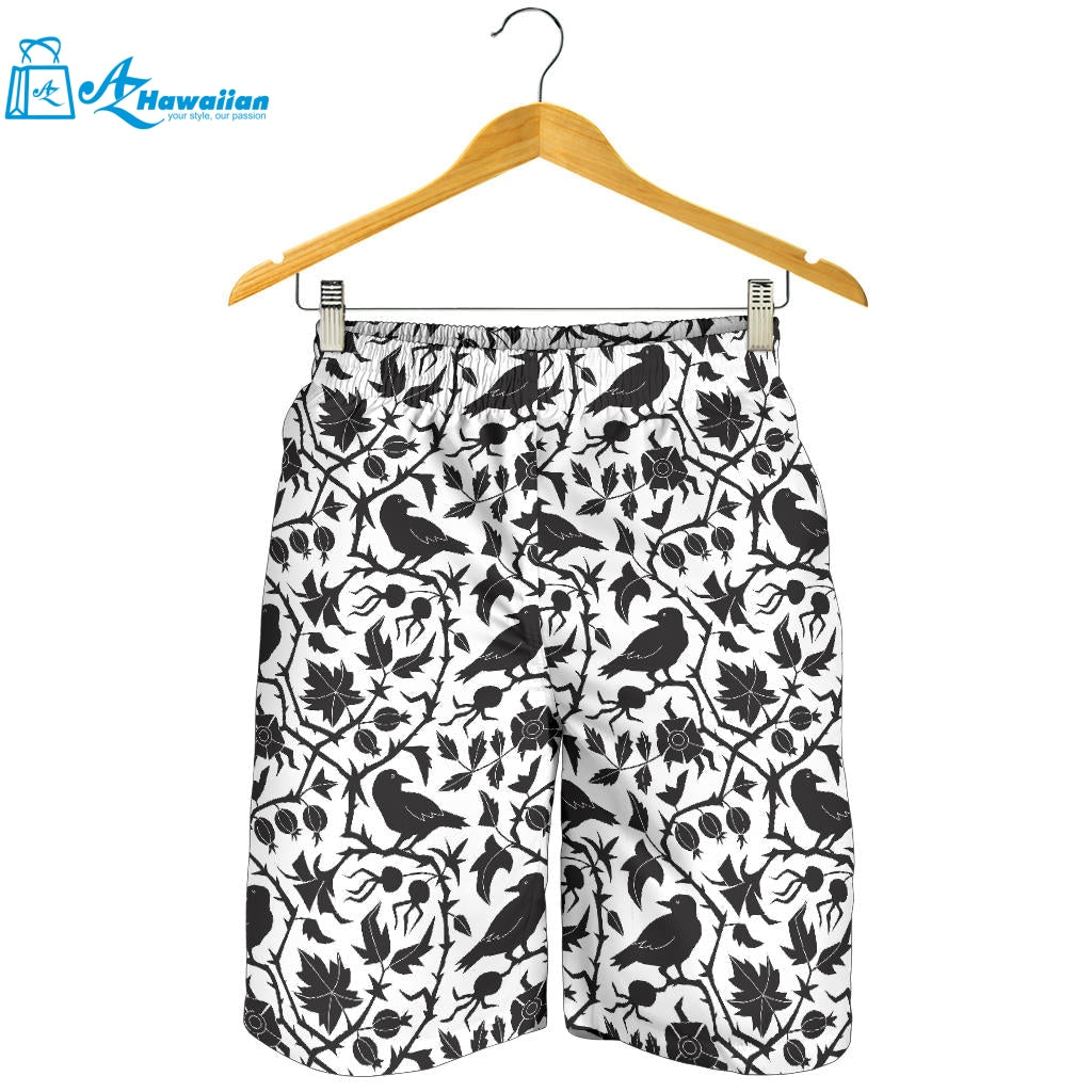 Crow Dark Floral Pattern Men Shorts