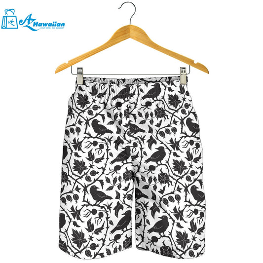 Crow Dark Floral Pattern Men Shorts