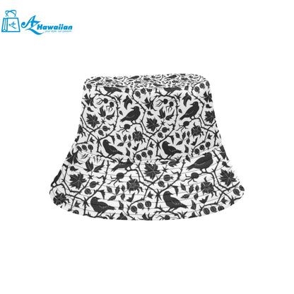 Crow dark floral pattern Unisex Bucket Hat