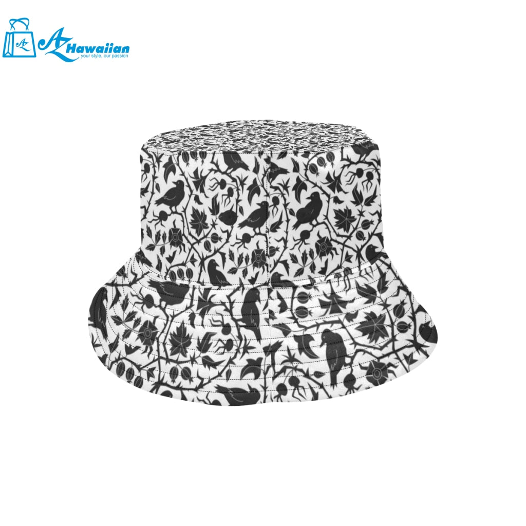 Crow dark floral pattern Unisex Bucket Hat