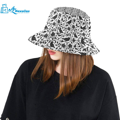 Crow dark floral pattern Unisex Bucket Hat