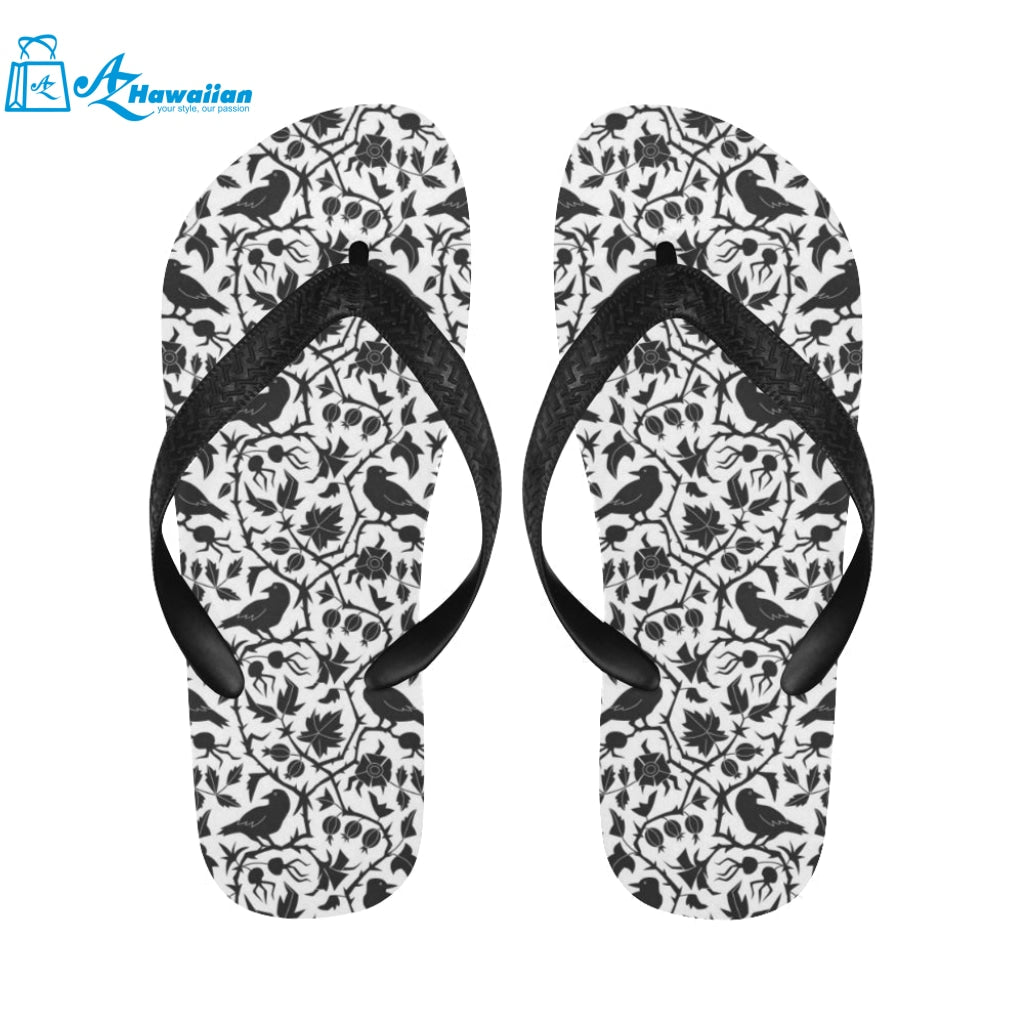 Crow dark floral pattern Unisex Flip Flops