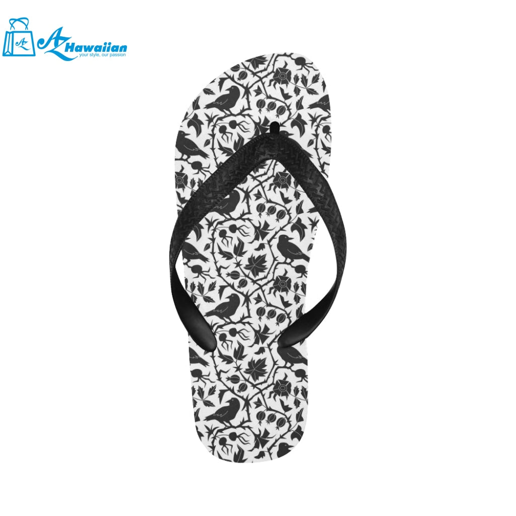 Crow dark floral pattern Unisex Flip Flops