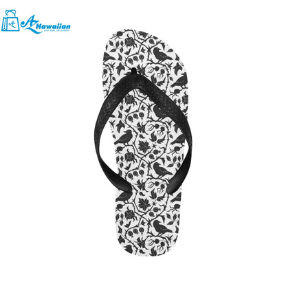 Crow dark floral pattern Unisex Flip Flops