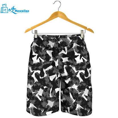 Crow Illustration Pattern Men Shorts