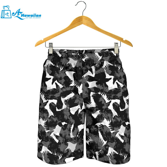 Crow Illustration Pattern Men Shorts