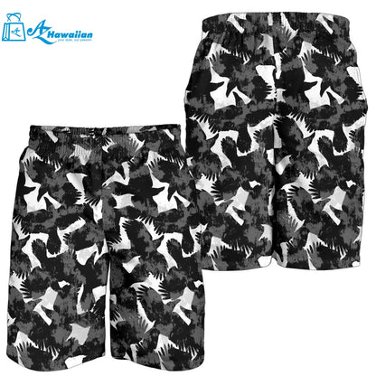 Crow Illustration Pattern Men Shorts