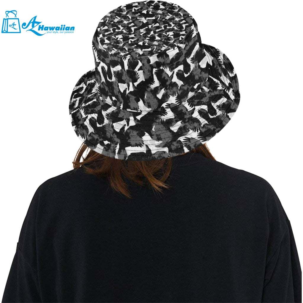 Crow illustration pattern Unisex Bucket Hat