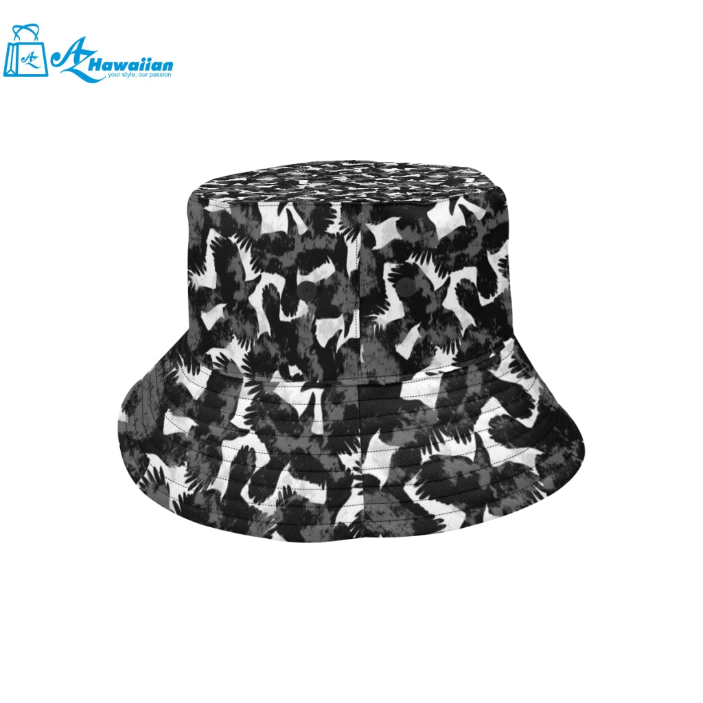 Crow illustration pattern Unisex Bucket Hat