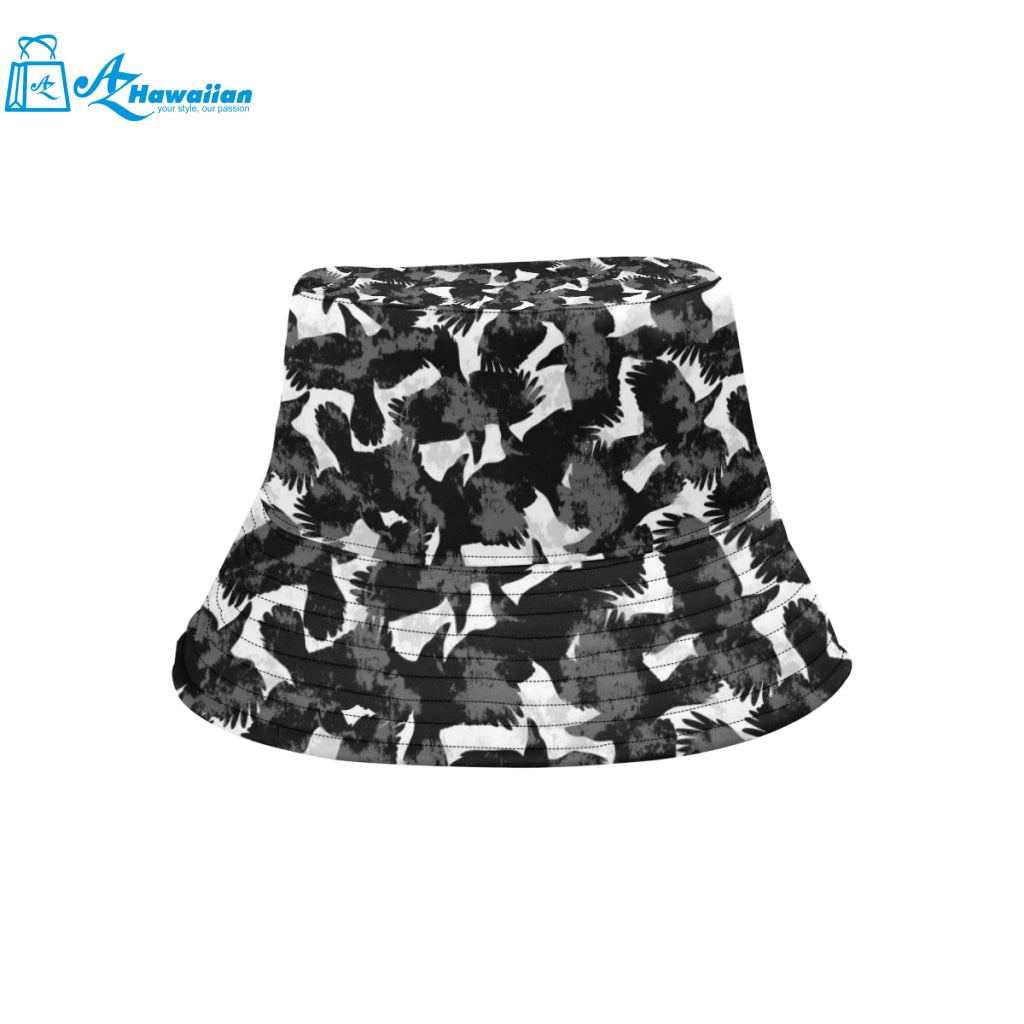 Crow illustration pattern Unisex Bucket Hat