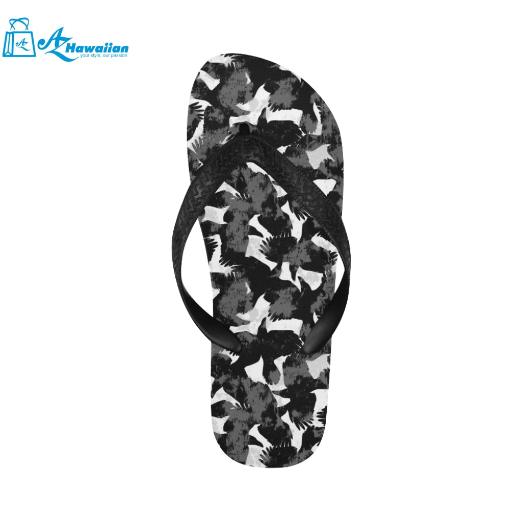 Crow illustration pattern Unisex Flip Flops