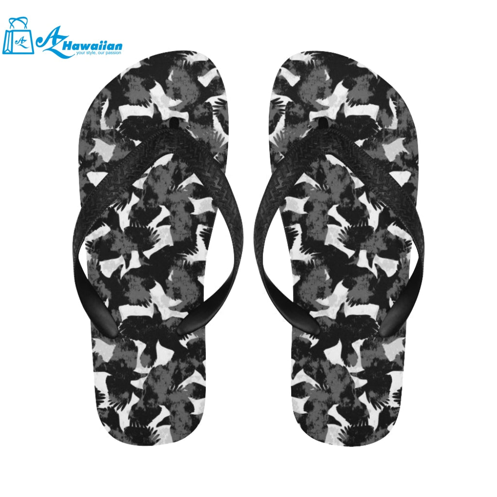 Crow illustration pattern Unisex Flip Flops