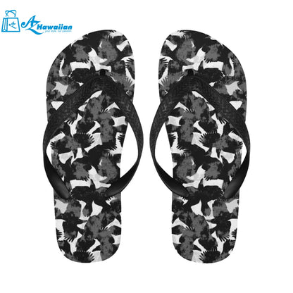 Crow illustration pattern Unisex Flip Flops