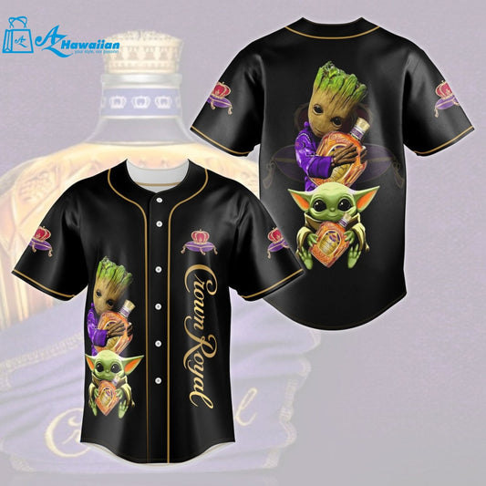 Crown Royal Baby Yoda And Groot All Over Print Unisex Baseball Jersey 