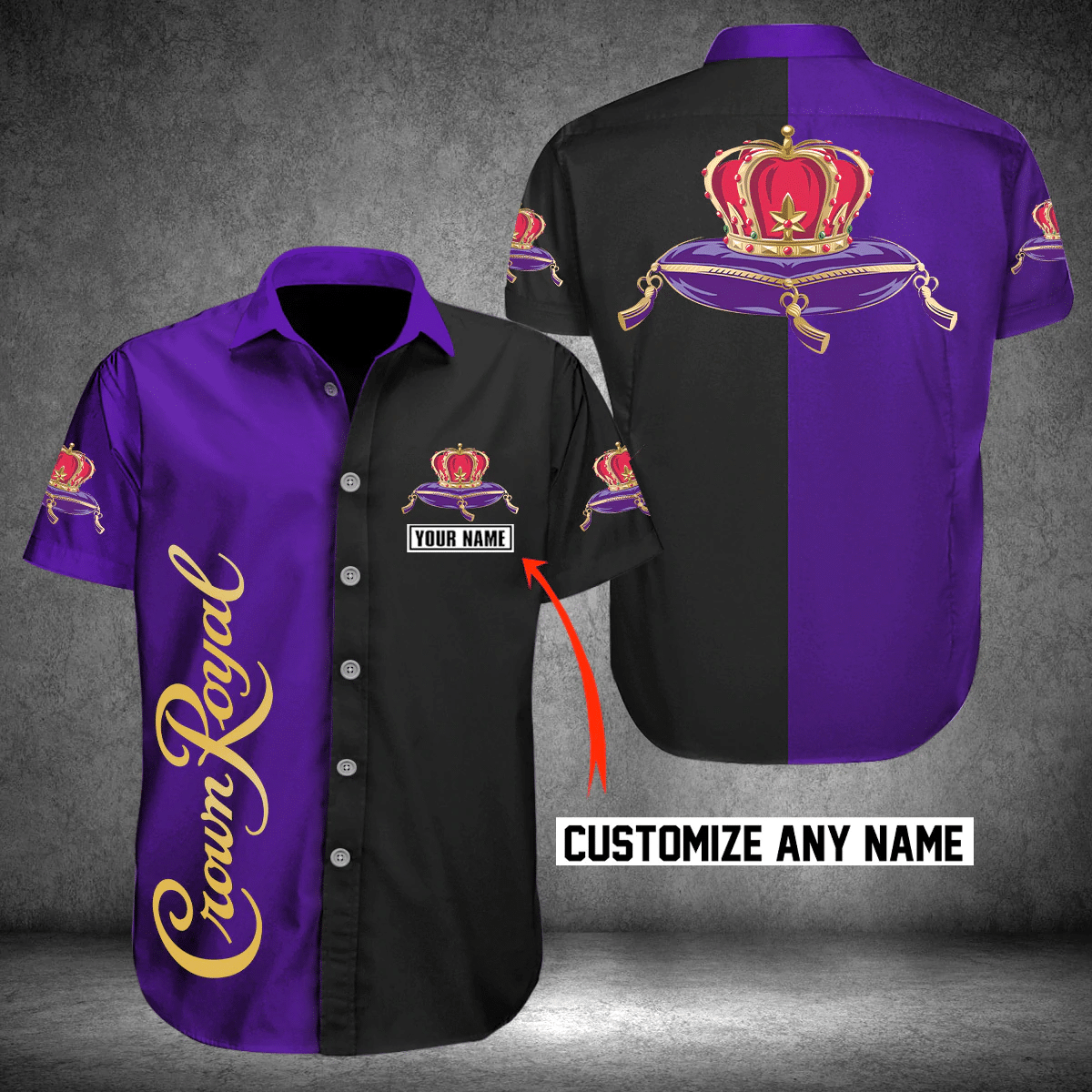 Crown Royal Custom Name 2 Hawaiian Graphic Print Short Sleeve 