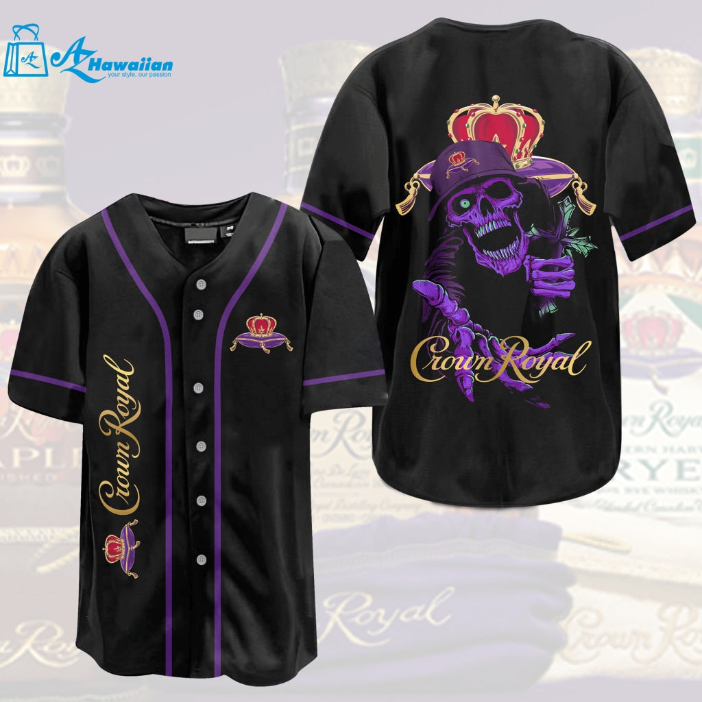 Crown Royal Death Skull All Over Print 3D Unisex Baseball Jersey 