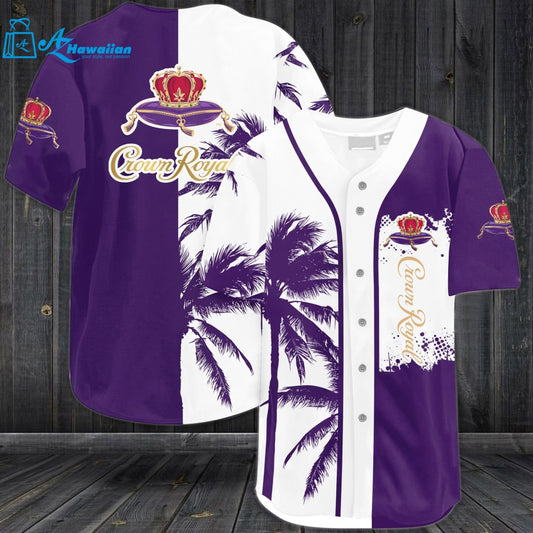 Crown Royal Palm Tree All Over Print 3D Unisex Baseball Jersey Purple