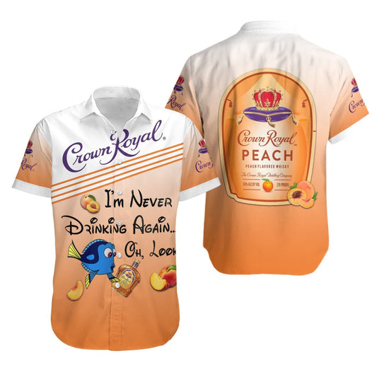 Crown Royal Peach Whiskey Gift For Fan Hawaiian Graphic Print Short Sleeve 