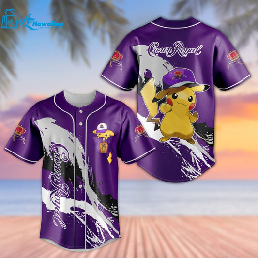 Crown Royal Pikachu Pokemon All Over Print 3D Unisex Baseball Jersey 